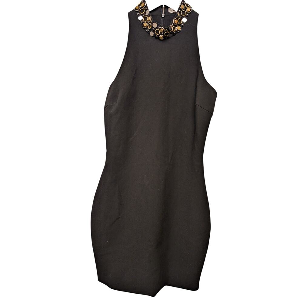Elizabeth and James Deco Metal Collar Sheath‎ Dress Sleeveless Black Womens Sz 4